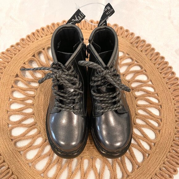 Dr Martens Toddler 1460 Metallic Lace Up Boots Grey Sparkle Size US 11 - Picture 3 of 8
